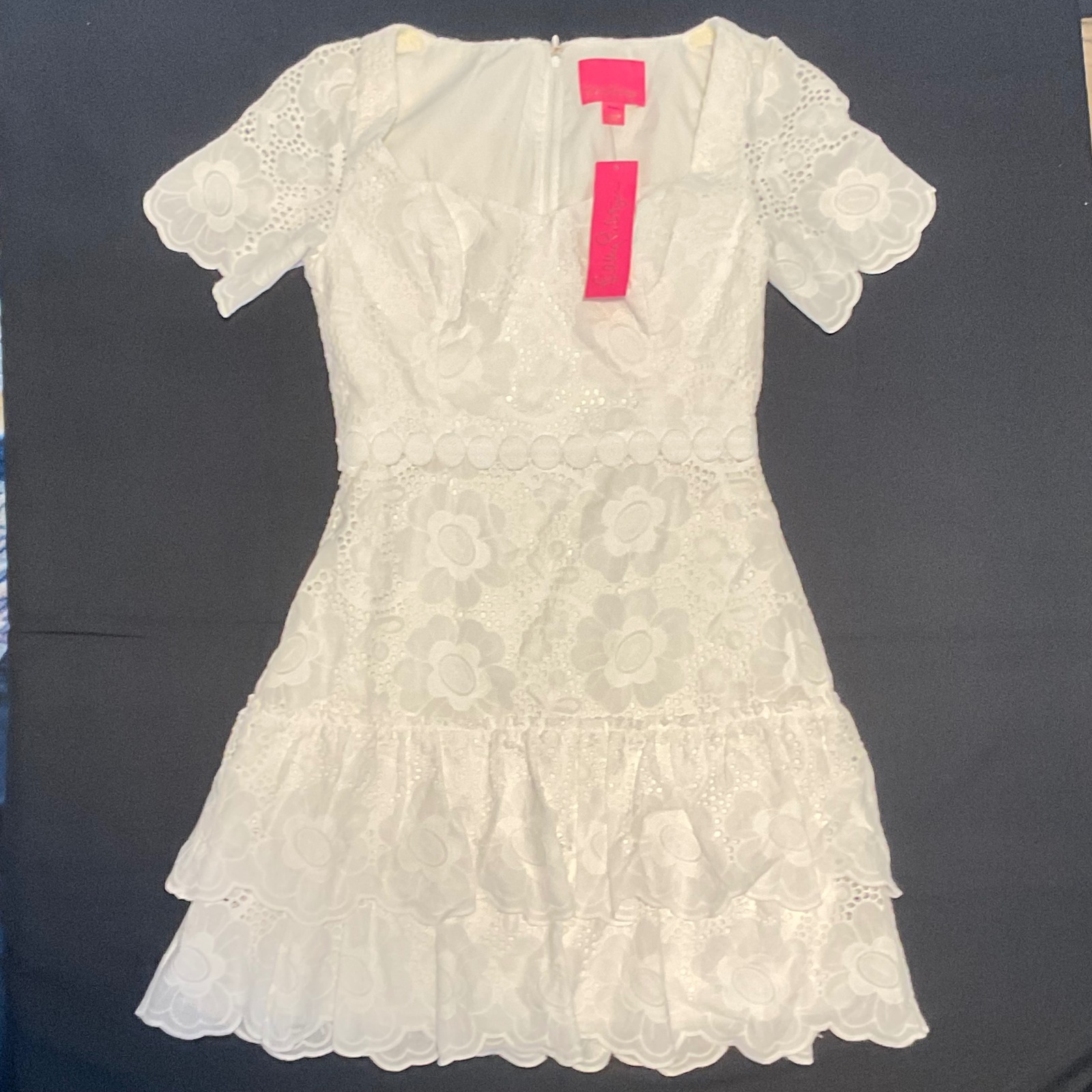 Lilly Pultizer Women's Dress Bonni Resort White Eyelet Lace Size 0 003872